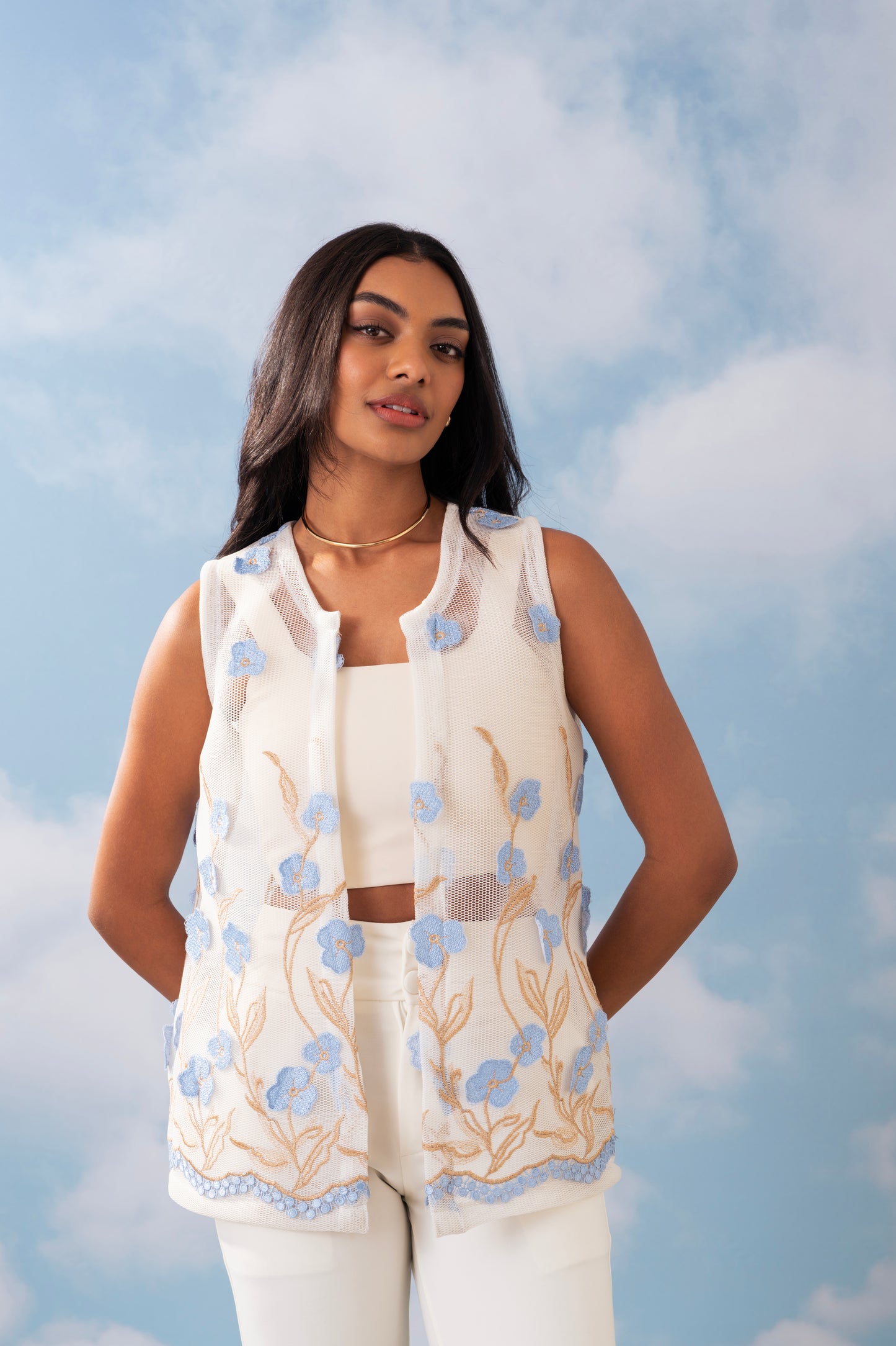 IVORY BLUE MESH JACKET