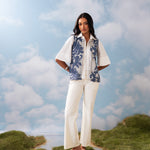 DENIM OVER MESH CAPE