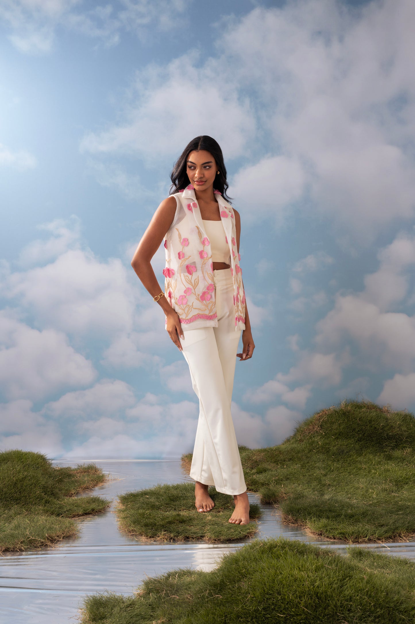 IVORY PINK MESH JACKET