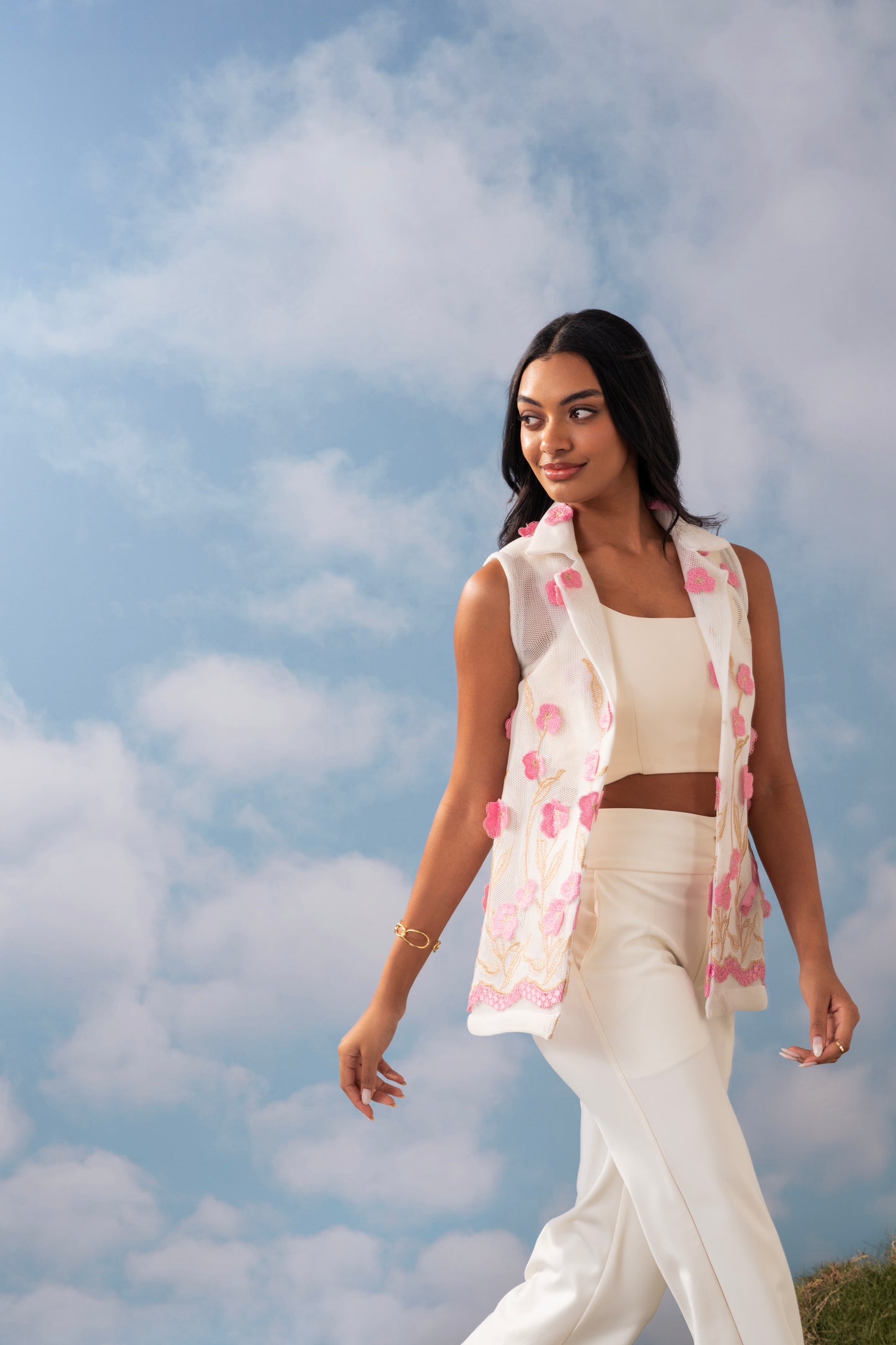 IVORY PINK MESH JACKET